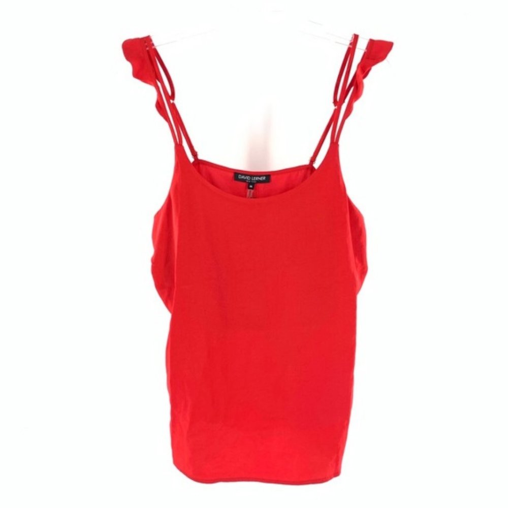 David Lerner Red Ruffle Strap Cami Top - Picture 2 of 8